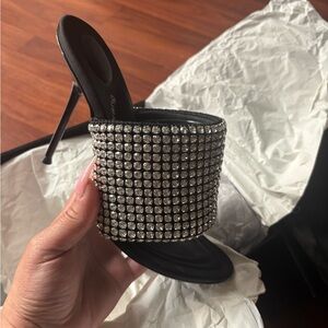 Alexander Wang Black Heels with Silver Rhinestones
